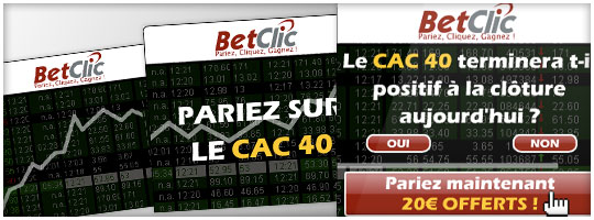 <h4>Flash banner Financial</h4><br />Created to help promote the <strong> special bets section 'Bet on Finance'</strong> will the CAC40, DOW JONES etc... will finish positive at the closeout today ?<br /><br />Sizes: 120x60, 120x600, 250x250, 300x250, 468x60, 728x90 and many more...